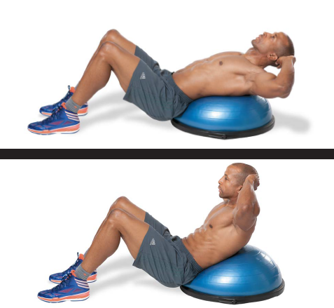 seated cable crunch with bosu ball